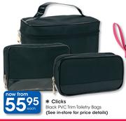 Clicks Black PVC Trim Toiletry bags-Each