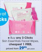 Clicks Skin Essentials Facial Wipes-Each