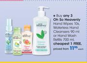 Oh So Heavenly Hand Wipes-10s,Waterless Hand Cleansers-90ml Or Hand Wash Refills-700ml Each