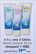 Clicks Hand Creams-75ml Each