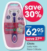 Clicks Lady Halo Razor 5 Blade-Each