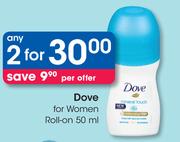Dove For Women Roll On-2 x 50ml