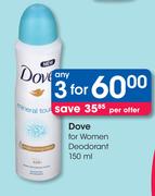 Dove For Women Deodorant-3 x 150ml
