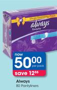 Always 80 Pantyliners-Per Pack