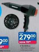 Toni & Guy 1800 Watt Hairdryer TGDR5366/5355DR-Each