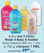 Clicks Made 4 baby & Toddler Baby Toiletries-500ml, 1Ltr Or 750g Each
