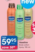 Vaseline Body Lotion Spray-190ml Each