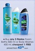 Radox Foam Baths-500ml Or Body Washes-400ml Each