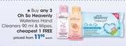 Oh So Heavenly Waterless Hand Cleaners-90ml And Wipes-Each