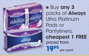 Always Ultra Platinum Pads Or Pantyliners-Per pack