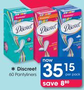 Discreet 60 Pantyliners-Per Pack