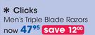 Clicks Men's Triple Blade Razors-Per Pack