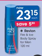 Revlon Fire And Ice Body Spray For Men-120ml Each
