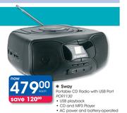 Sway Portable CD Radio With USB Port POR1130