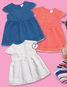 Clicks Girls White, Coral Or Blue Anglaise Dress-Each