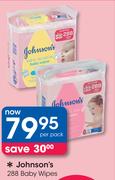 Johnson's 288 Baby Wipes-Per Pack