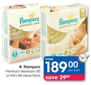 Pampers Premium Newborn 80 Or Mini 88 Value Pack-Per Pack
