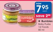 Bumbles Baby Puree 1st Foods-80ml Each