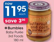 Bumbles Baby Puree 3rd Foods-180ml Each