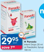 Panado Infant Drops 20ml Or Paediatric Syrup 100ml-Each