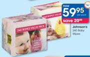 Johnson's 240 Baby Wipes-Per Pack