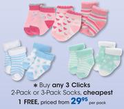 Clicks 2 Pack Or 3 Pack Socks-Per Pack