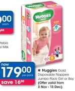 Huggies Gold Disposable Nappies Jumbo Pack Girl Or Boy-Per Pack