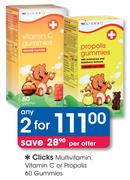 Clicks Multivitamin Vitamin C Or Propolis 2 x 60 Gummies