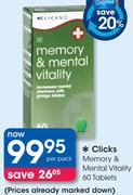 Clicks Memory & Mental Vitality-60 Tablets Per Pack