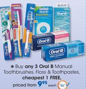 Oral B Manual Toothbrushes, Floss & Toothpastes-Each
