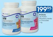 Clicks Lite Protein Strawberry, Vanilla Or Chocolate-1kg Each