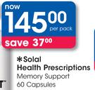 Solal Health Prescriptions Memory Support Capsules-60's