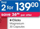 Clicks Magnesium Capsules-2 x 30's