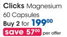Clicks Magnesium Capsules-2 x 60's