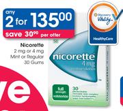 Nicorette 2mg Or 4mg Mint Or Regular Gums-2 x 30's