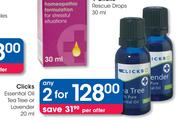 Clicks Essential Oil Tea Tree Or Lavender-2 x 20ml
