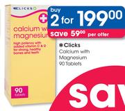 Clicks Calcium With Magnesium Tablets-2 x 90's