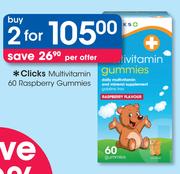 Clicks Multivitamin 60 Raspberry Gummies-2 Packs