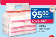 Clicks Baby Wipes-6 x 80 Per Pack