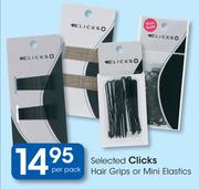 Clicks Hair Grips Or Mini Elastics-Per Pack