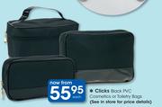 Clicks Black PVC Cosmetics Or Toiletry Bags-Each