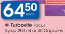 Turbovite Focus Syrup-200ml Or 30 Capsules-Each