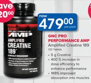 GNC Pro Performance AMP Amplified Creatine 189 120 Tablets-Per Pack