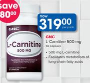 GNC L-Carnitine 500mg 60 Capsules-Per Pack