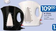 Clicks 1.7Ltr Auto Kettle White Or Black-Each