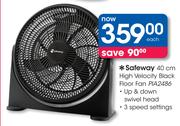 Safeway 40cm High Velocity Black Floor Fan PIA2486