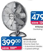 Kambrook 30cm Brushed Chrome Desk Fan