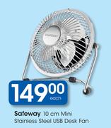 Safeway 10cm Mini Stainless Steel USB Desk Fan