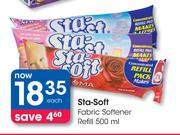 Sta-Soft Fabric Softener Refill-500ml Each