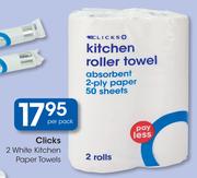 Clicks 2 White Kitchen Paper Towels-Per Pack